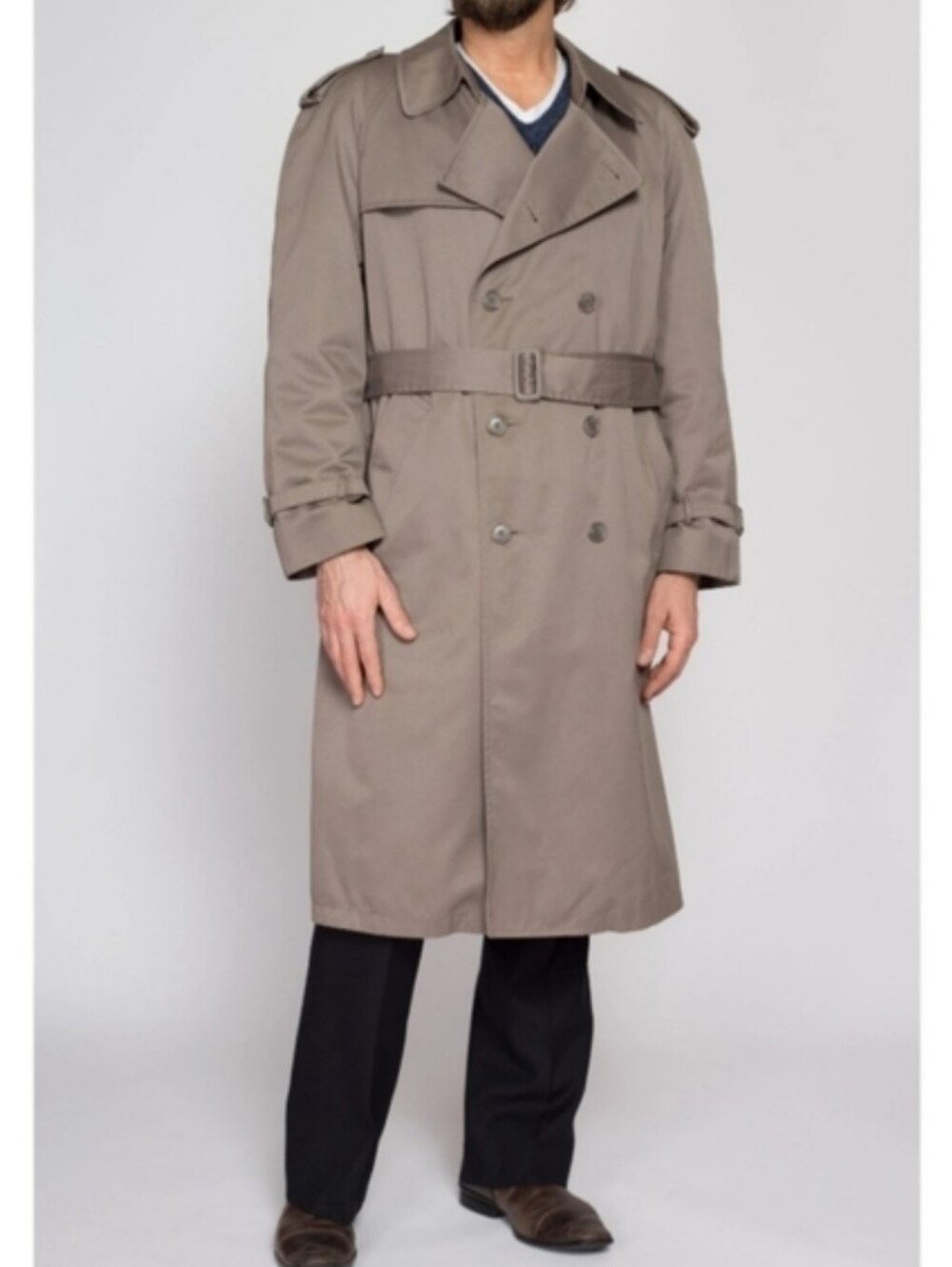London Towne vintage taupe trench coat with a removable fleece lining